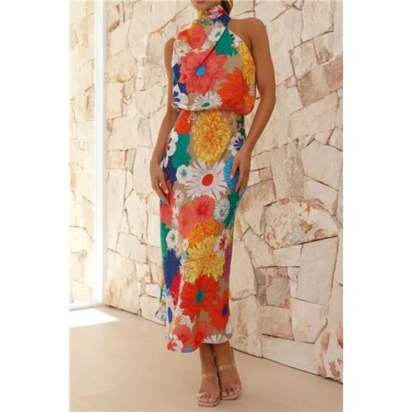 Floral Tied Back Sleeveless Midi Dress‎ - Picture 4 of 7